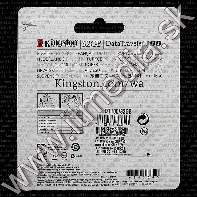 Image of Kingston USB pendrive 32GB *DT 100* (IT7363)